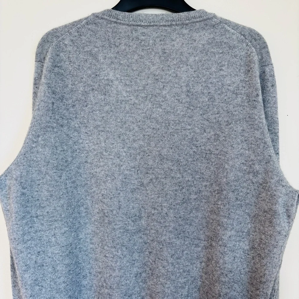Apt9 Men Large Cashmere Silk V Neck heather gray knit slouchy pullover Sweater